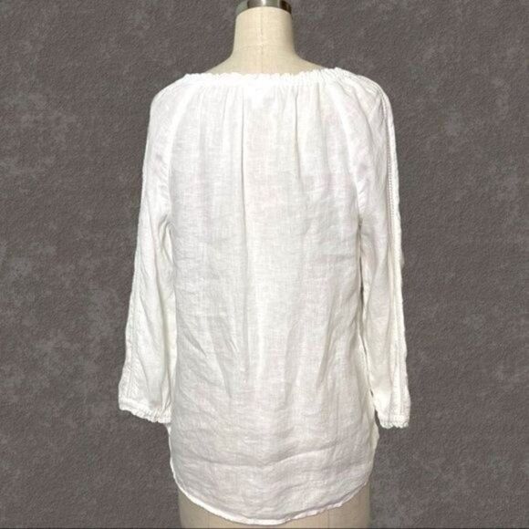 J. Jill Love Linen White Embroidered Peasant Top XS - Picture 7 of 11